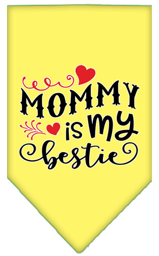 Mommy is my Bestie Screen Print Pet Bandana Yellow Large